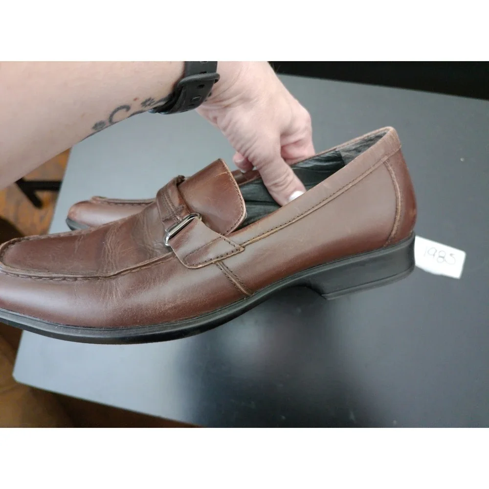 Bostonian Bit Loafers Mens 8.5M Brown Leather Square Moc Toe Professional